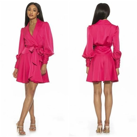 Alexia Admor Dresses & Skirts - NWT Alexia Admor Phoebe Ruffle Wrap Dress size 10 hot pink long sleeve mini